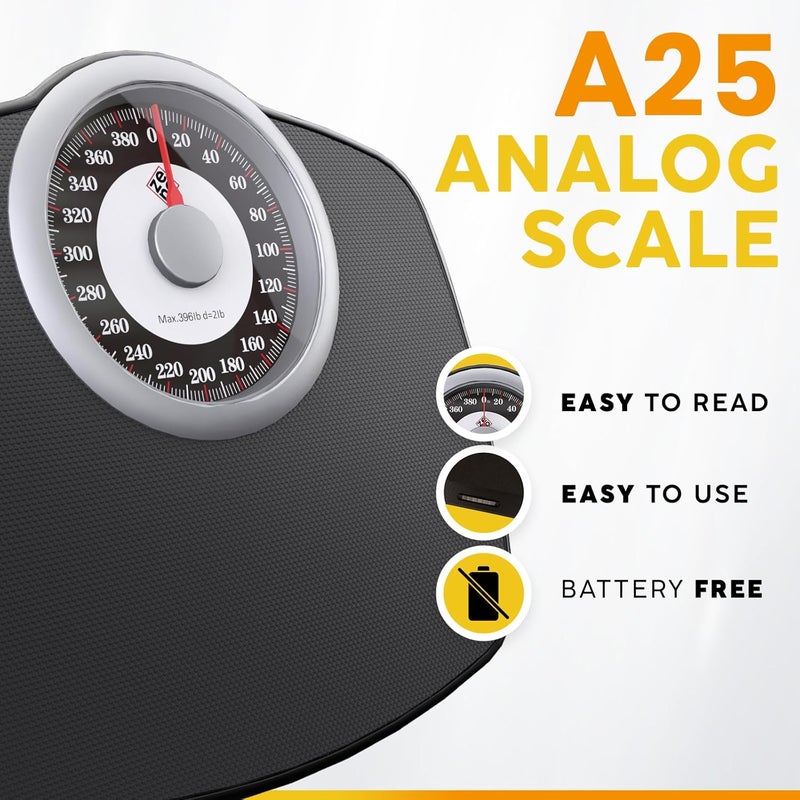 Zeno A25 Scales for Body Weight - Up to 400 LB - New - 5.3" Dial on 12.4" x 10.2" Platform - Anti-Skid Rubber Surface - Bathroom Scale Analog - Durable with 20-Year Assurance - Image 2